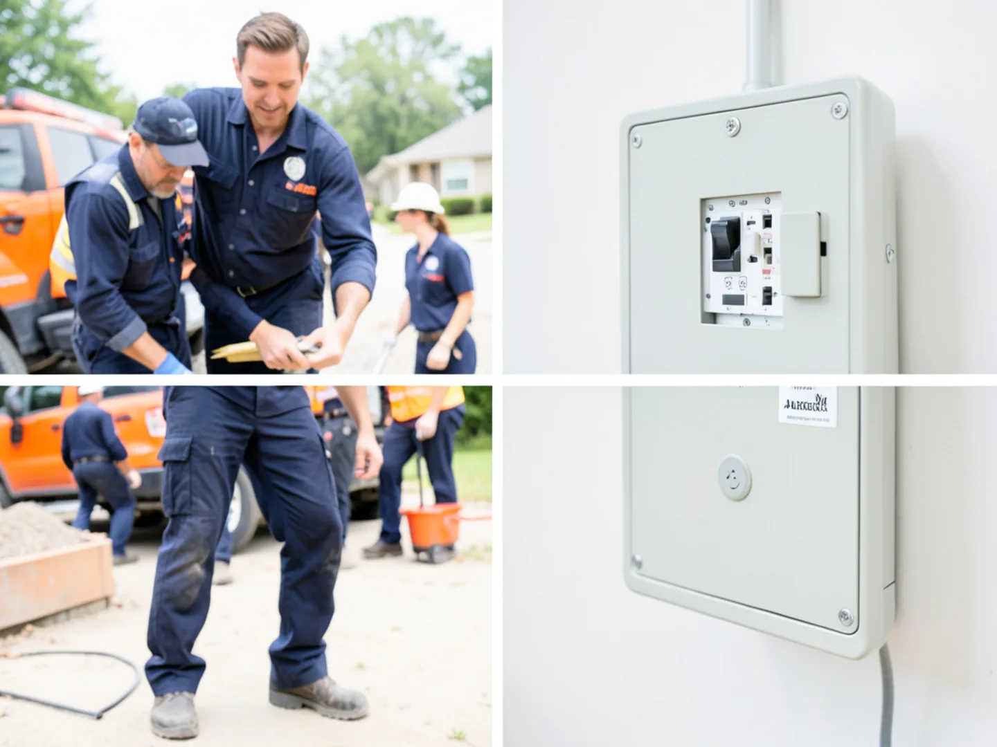 Exterior main electrical service disconnect switch on residential wall