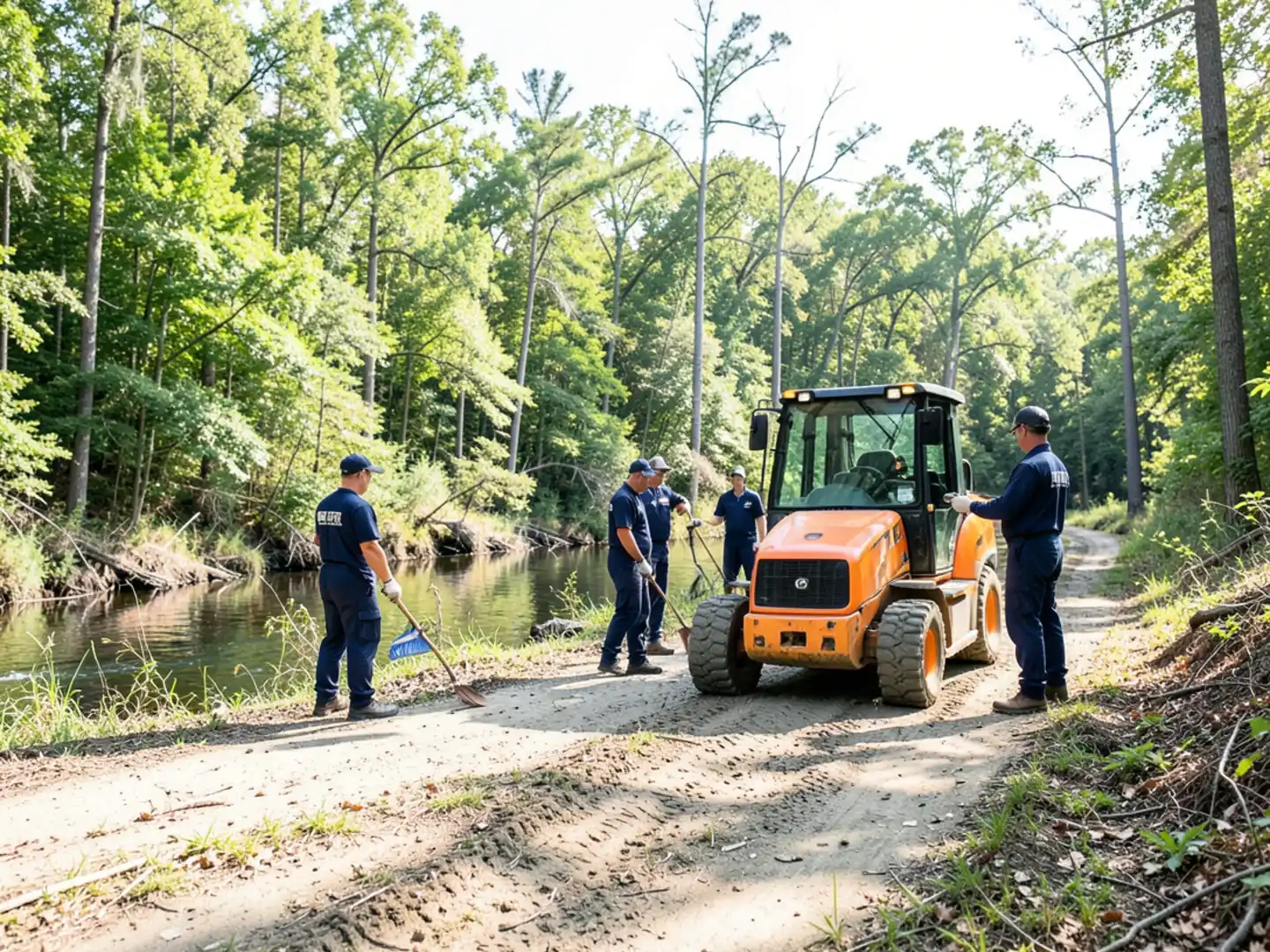 Dense hardwood forest and natural riverbank along Saline River basin