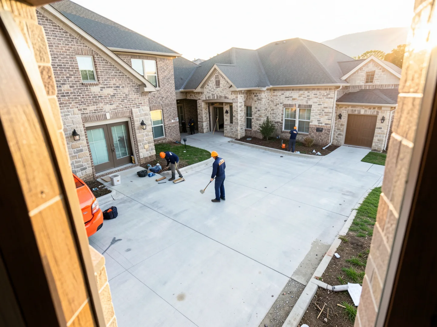 Contemporary Saline County residential cul-de-sac with brick and stone veneer homes
